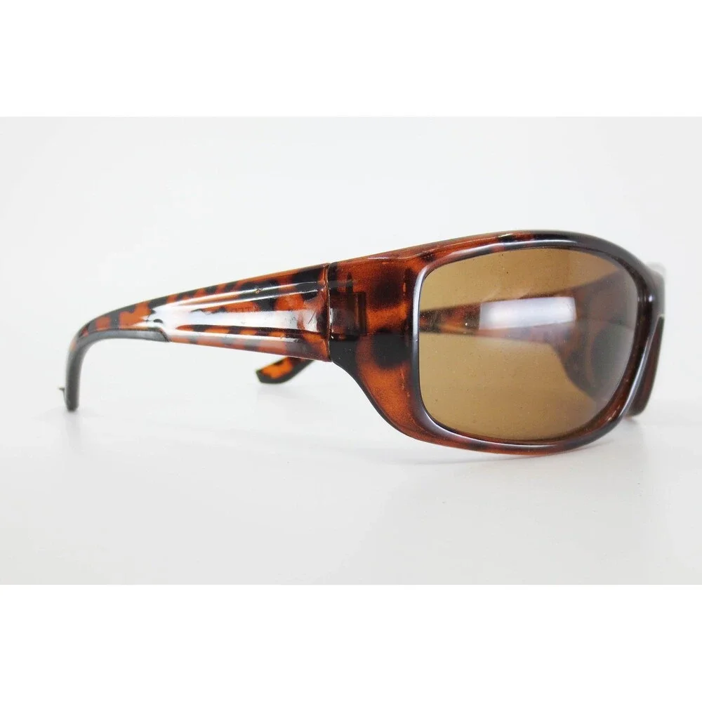 Foster Grant Sunglasses Tortoise Shell Rectangular Wrap Around Brown Lens 35092